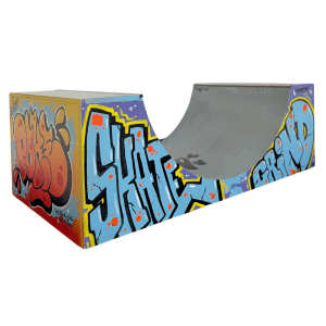 Graffiti half-pipe fingerboard skatepark